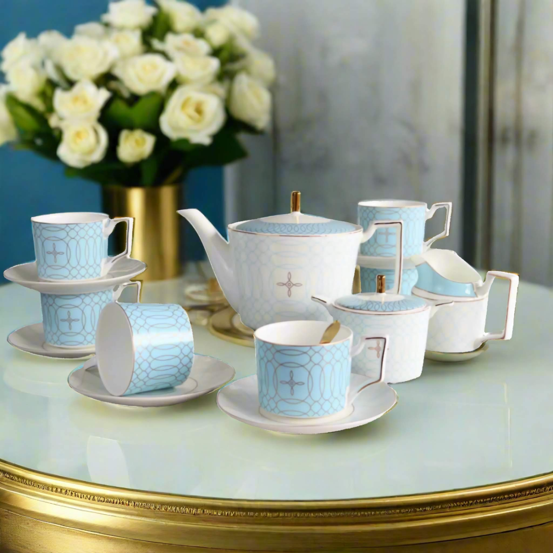 Imperial Italian Design Teapot Teacup plates ceramic high quality set