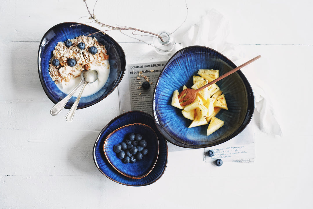 Assiettes bleues en porcelaine Chic O'de | Boules