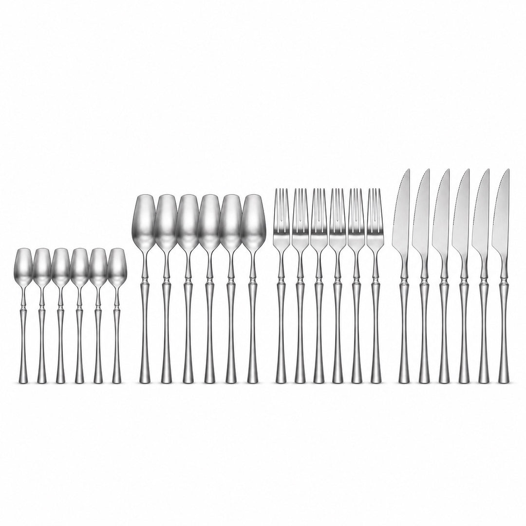 Belcourt 24-Piece Matte Silver Cutlery Set for 6