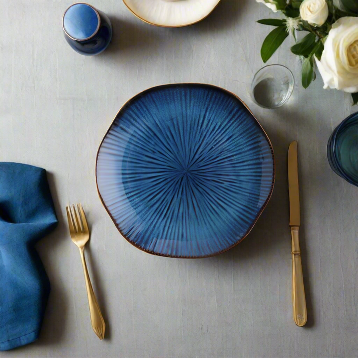 Assiettes bleues en porcelaine Chic O'de | Boules