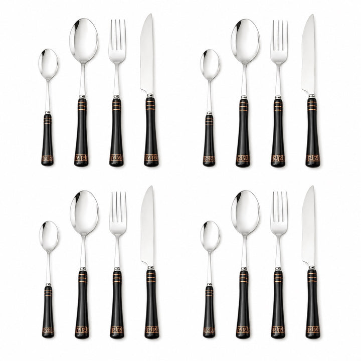 Heritage Gold 16-piece black cutlery set for four