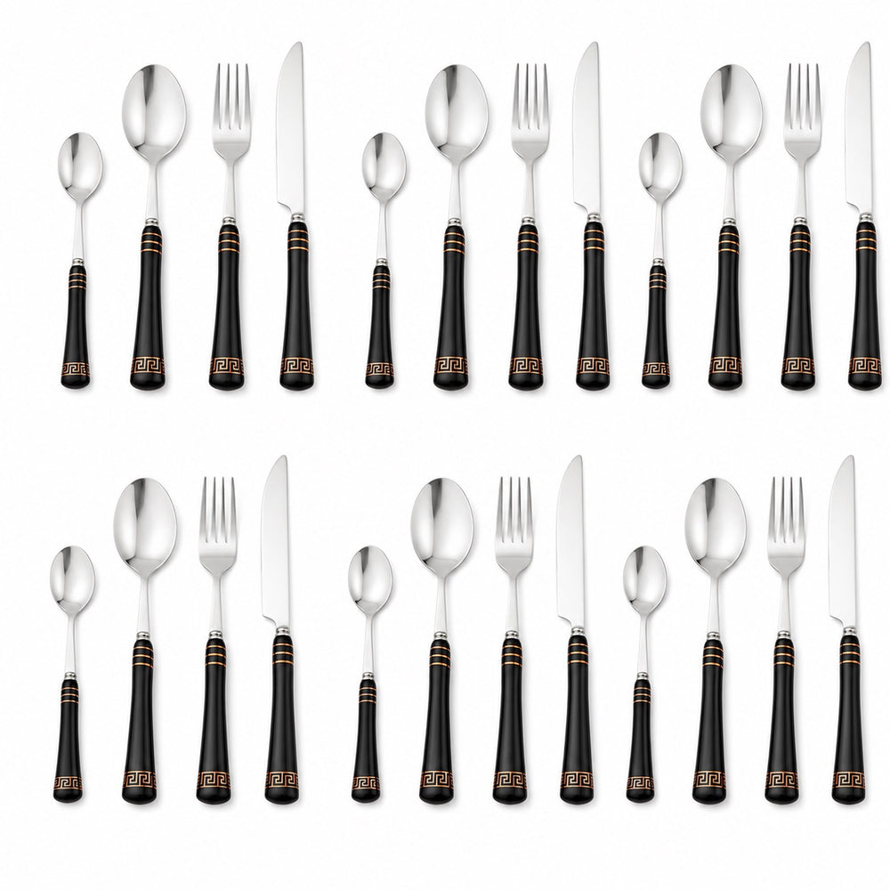 Heritage Gold 24-piece black cutlery set for six