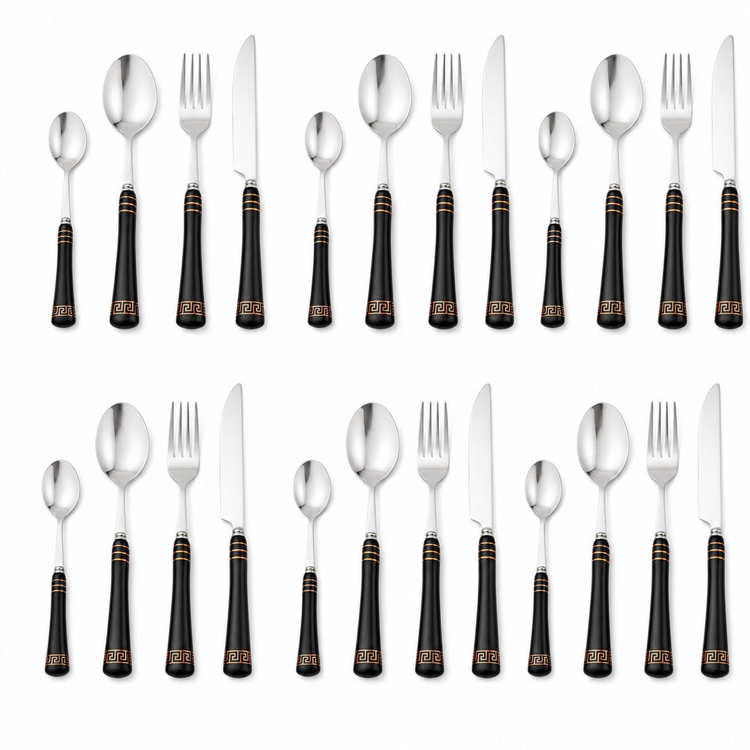 Heritage Gold 24-piece black cutlery set for six