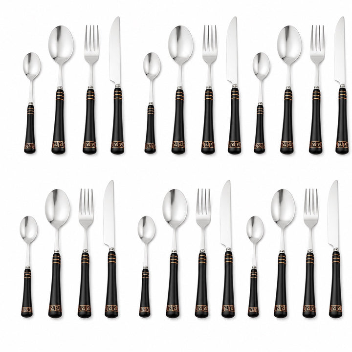 Heritage Gold 24-piece black cutlery set for six