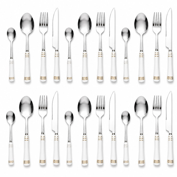 Heritage Gold 24-piece white cutlery set for six