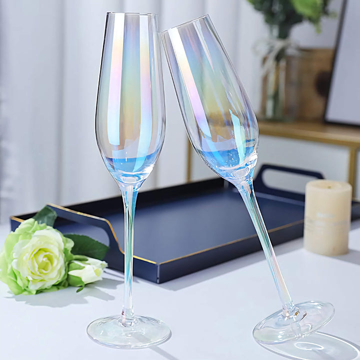 Luxe Hues Crystal Champagne Glasses - Set of Two