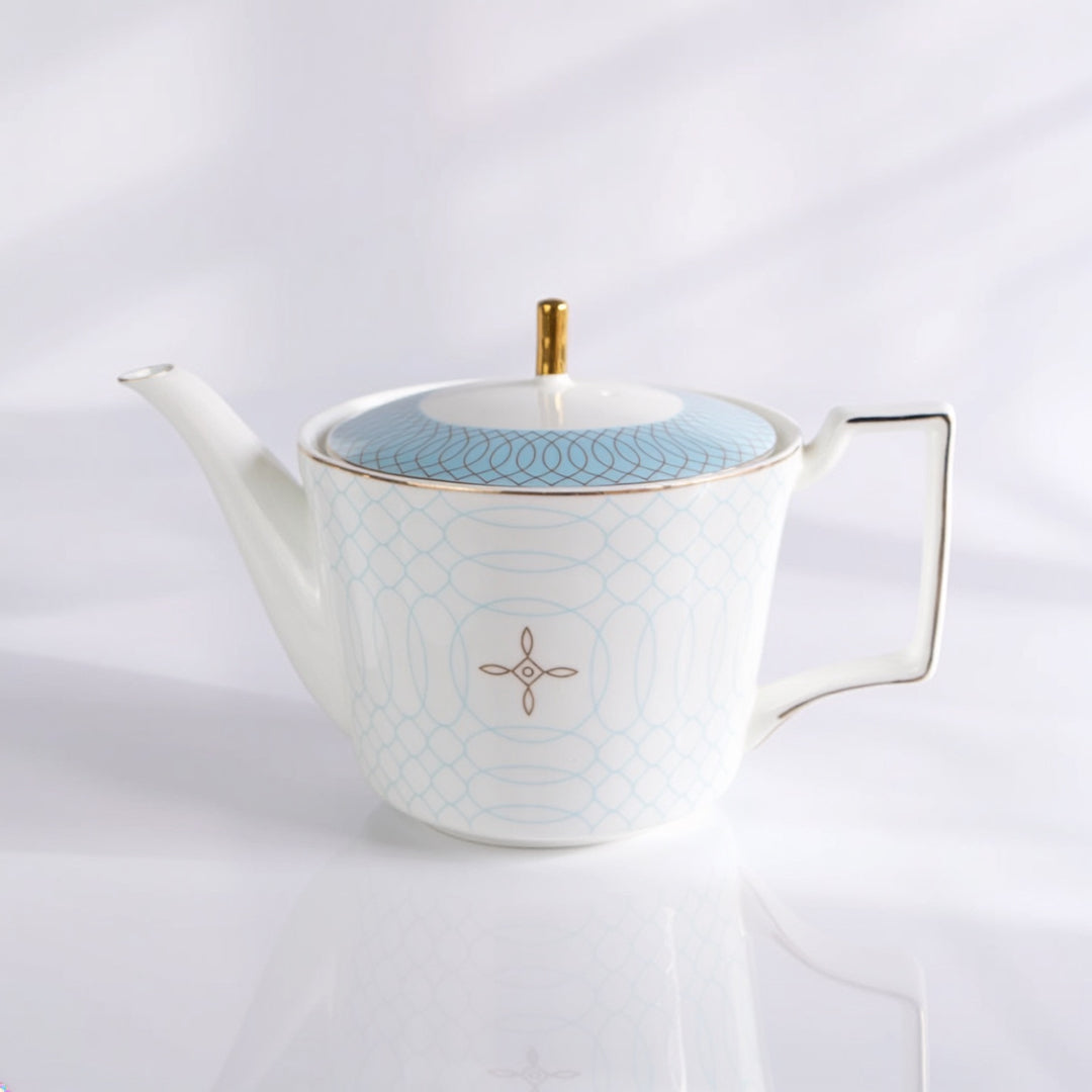 Regent Blue Gold fine bone china teapot with blue lid and gold handle detail