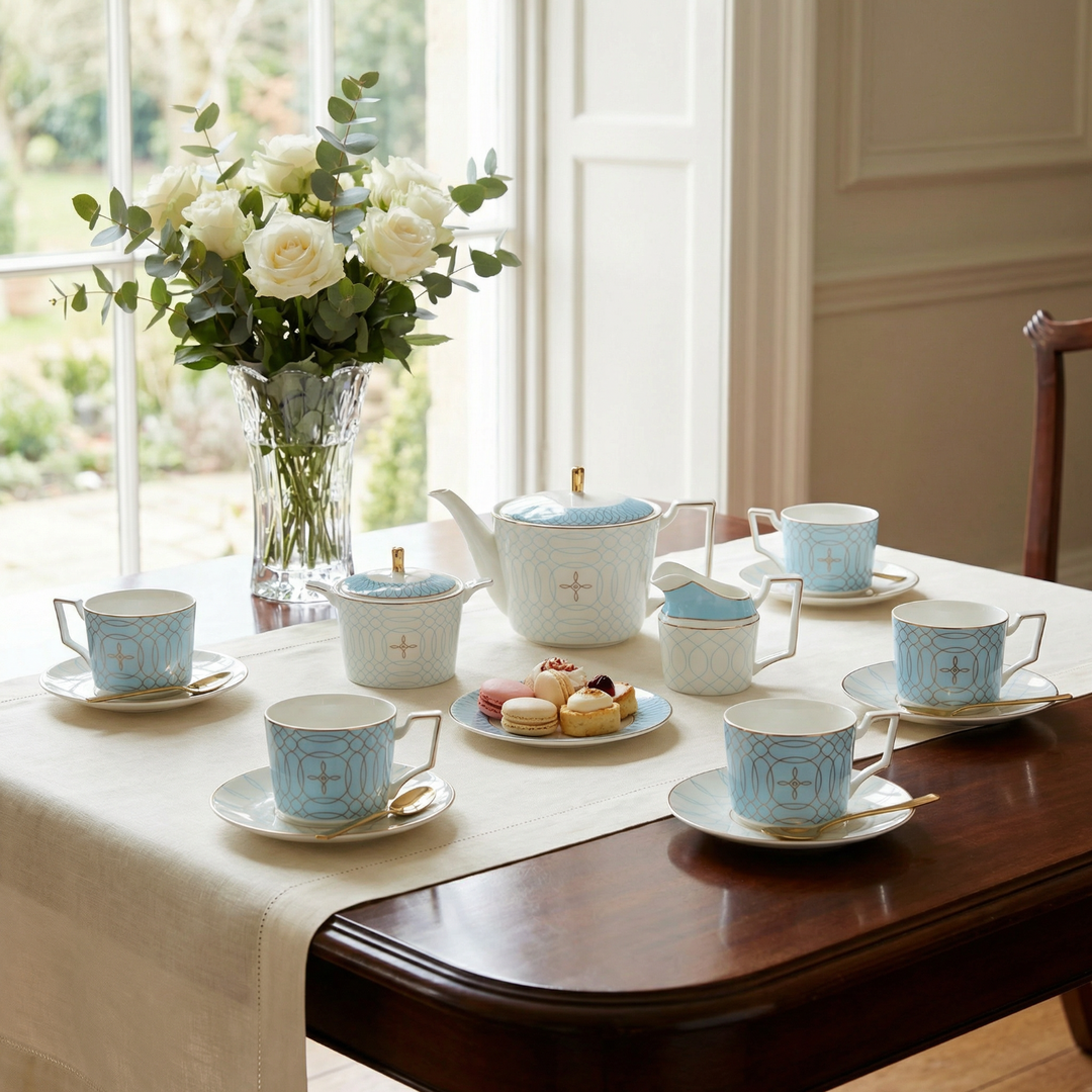 The Regent Blue Gold Bone China Tea Set