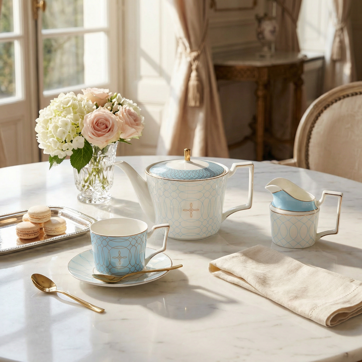 The Regent Blue Gold Bone China Tea Set