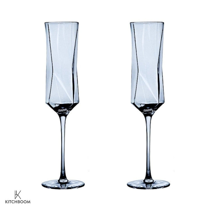 Crystal Noir Champagne Glasses - Set of Two - KitchBoom