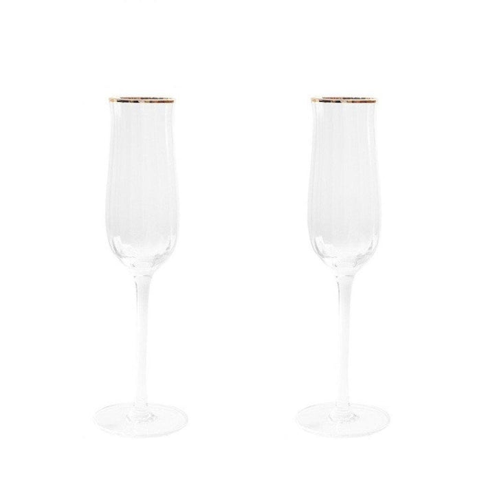 Elegance Gold Handmade Crystal Champagne Glasses - Set of Two | 150ml - KitchBoom