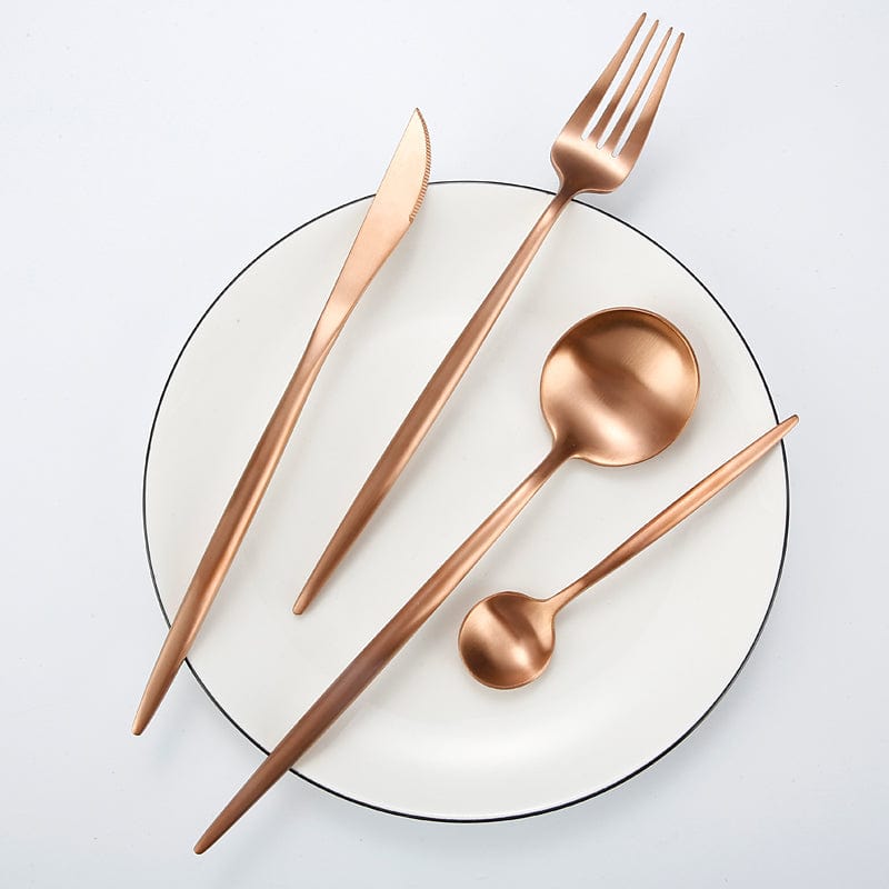 Essential Luxury Rose Gold Cutlery Set - 24 Piece - KitchBoom