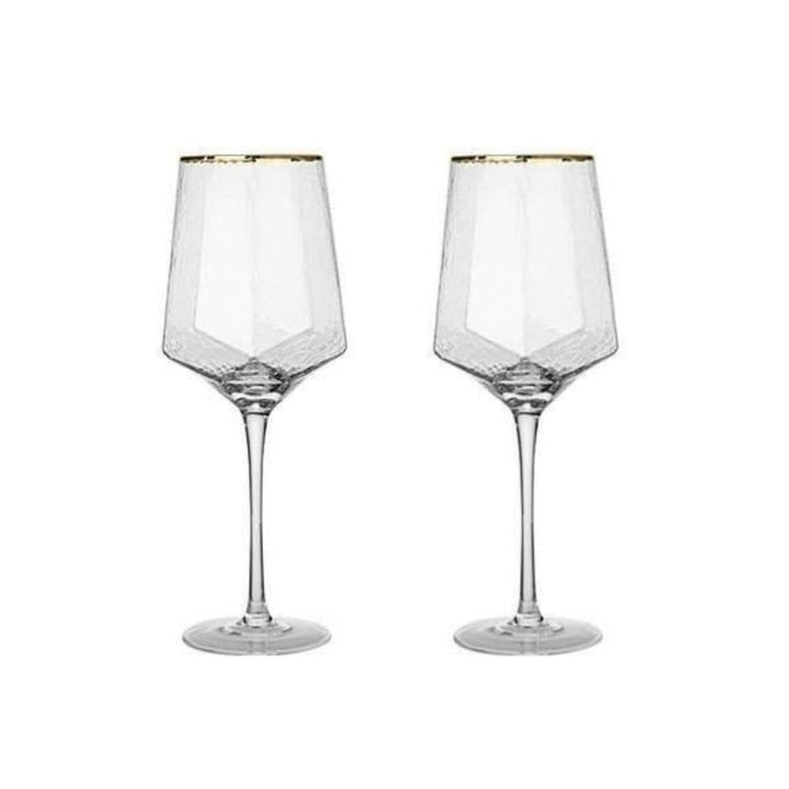 Gilded Fine Crystal Red Wine Glasses - Set of Two - KitchBoom