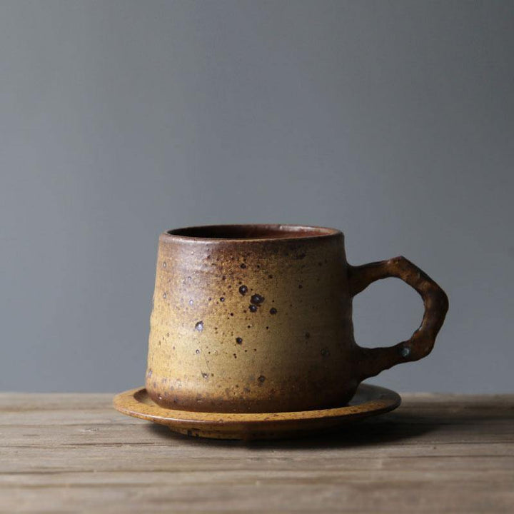 Rustic Elegance Coffee Cups and Saucers - 3 Colours | 300ml - KitchBoom