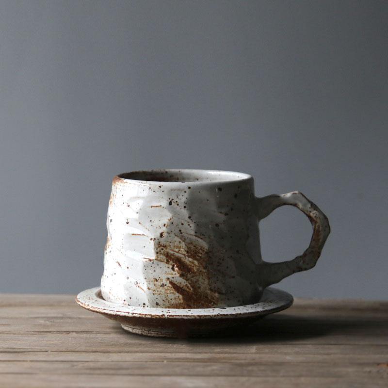 Rustic Elegance Coffee Cups and Saucers - 3 Colours | 300ml - KitchBoom